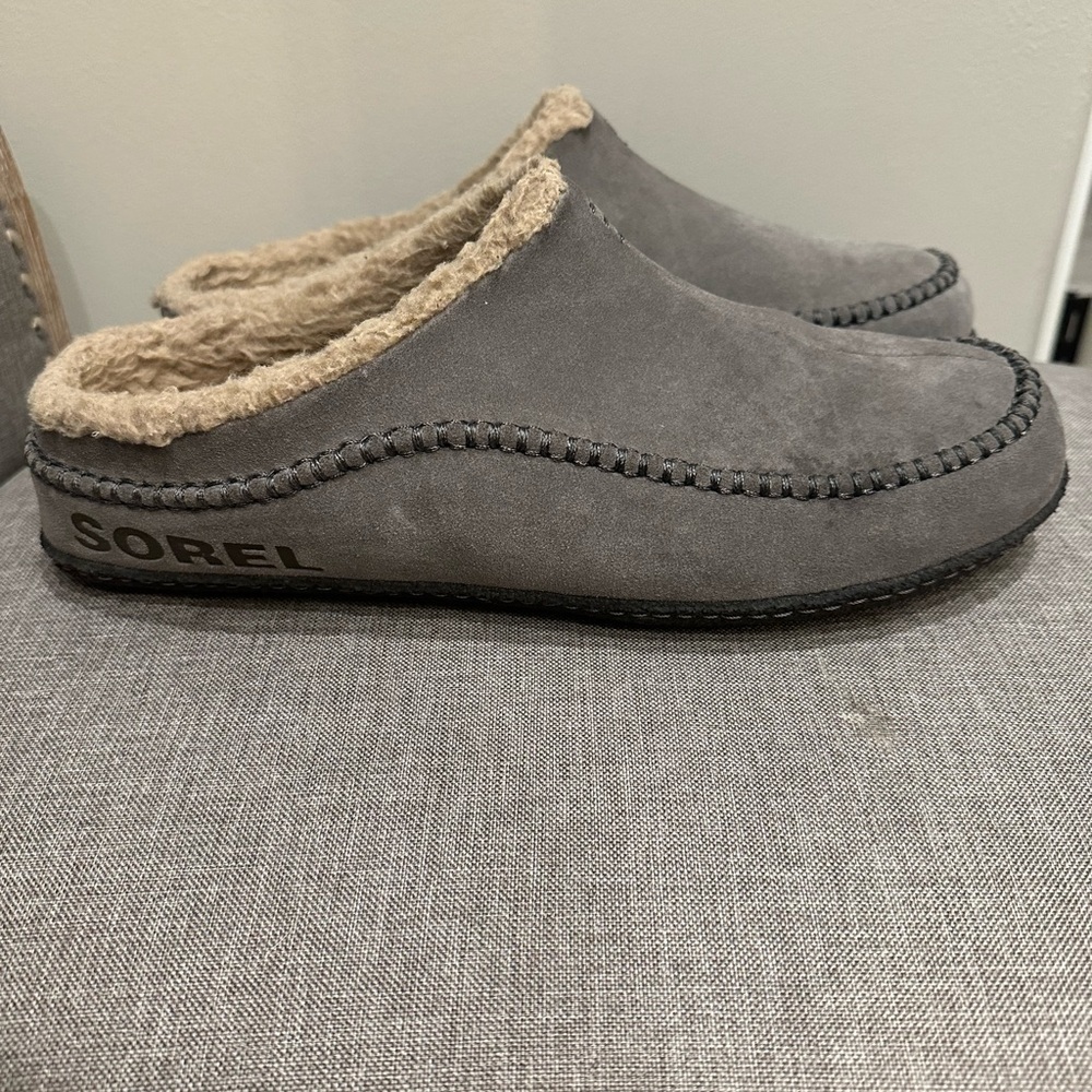 Sorel Men’s Falcon Ridge II Slipper Gray Suede Size 13 M Sherpa Lined Slides